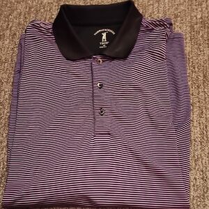 Fairway & Greene Black/purple Striped Polo Size XL PTP 27in.  Lengtg 34in.